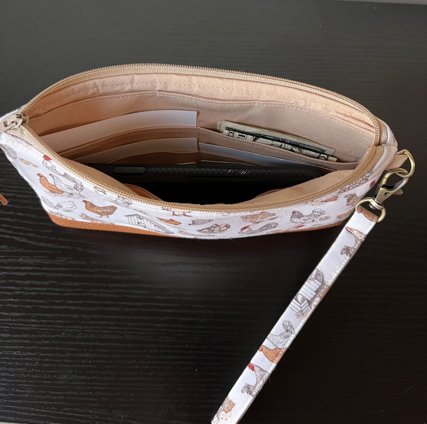 Wristlet wallet wristlet purse wristlet phone wallet wristlet clutch faux leather Chickens product 3