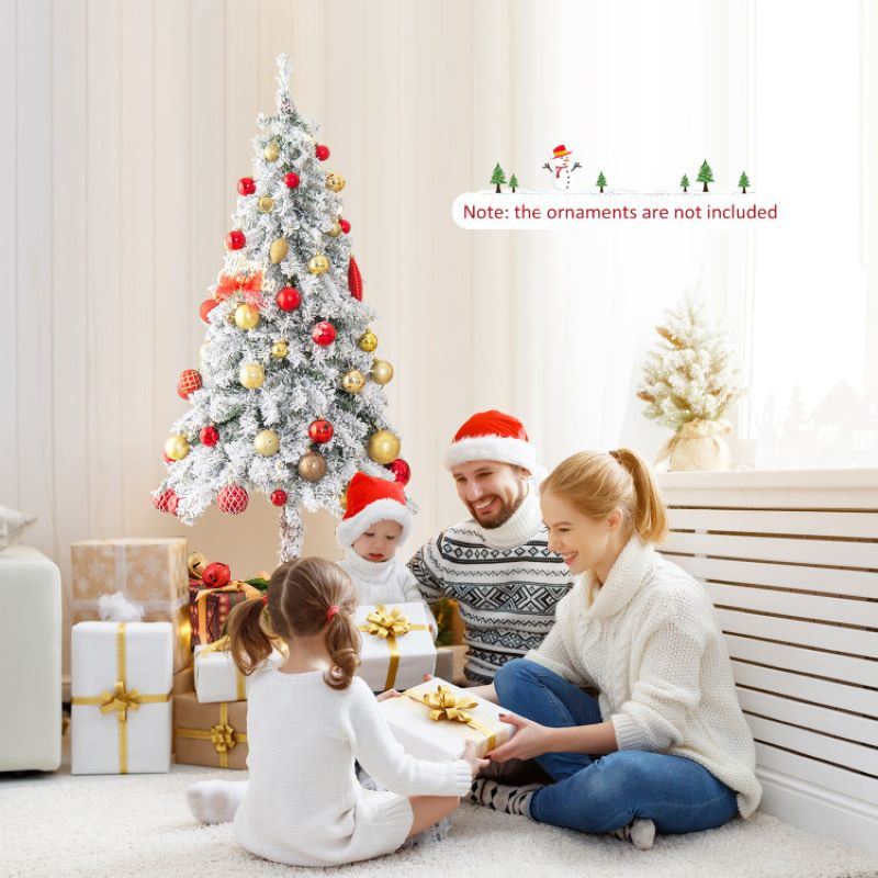 Indoor Artificial 6 Feet Pre-Lit Slim Pencil Christmas Tree