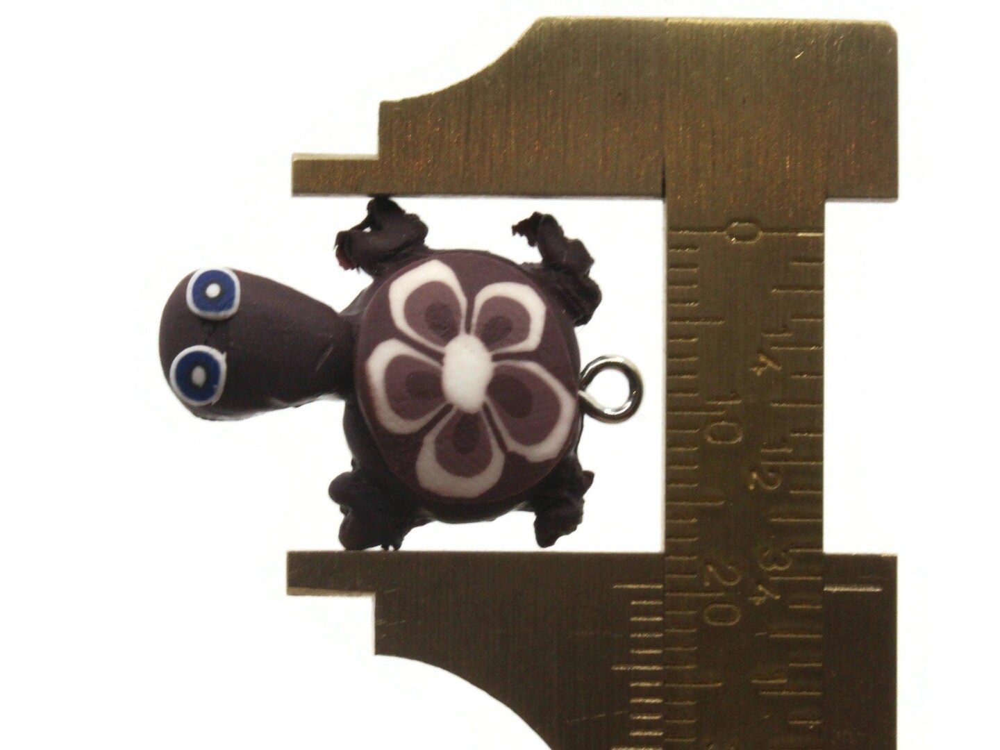 4 25mm Purple Turtles with Flower on the Shell Polymer Clay Tortoise Links