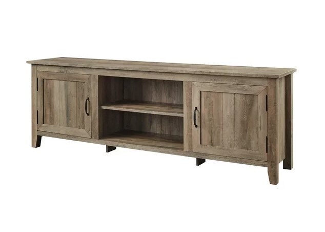 Grey Wash Farmhouse Grooved Door TV Stand for TVs up to 80&#x22;