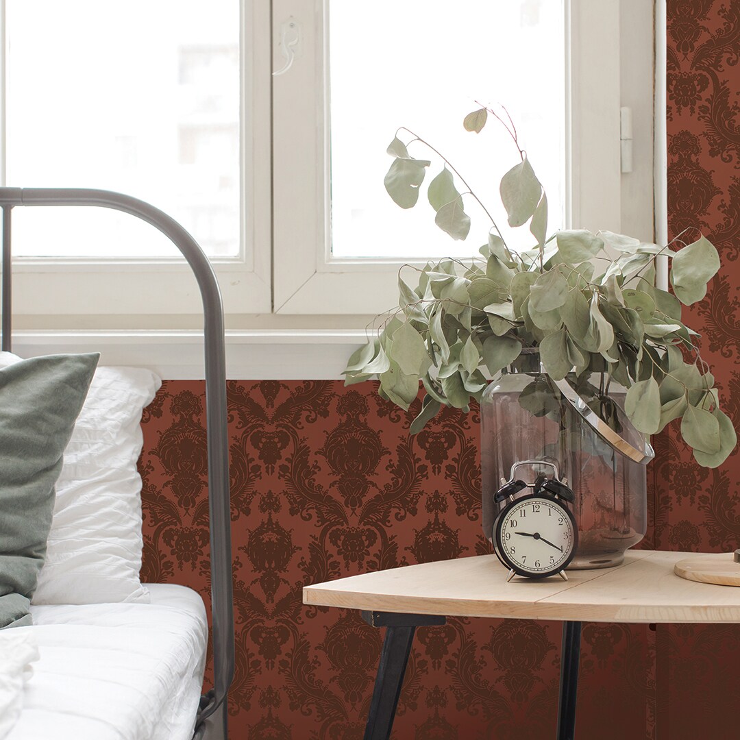 Tempaper Damsel Textured Peel and Stick Wallpaper Metallic Ruby