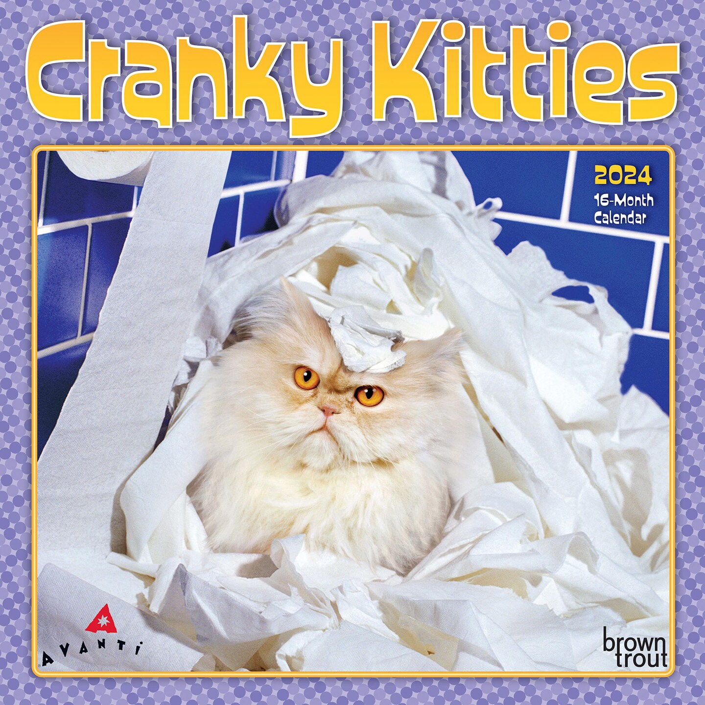 Avanti Cranky Kitties 2024 7 x 14 Inch Monthly Mini Wall Calendar