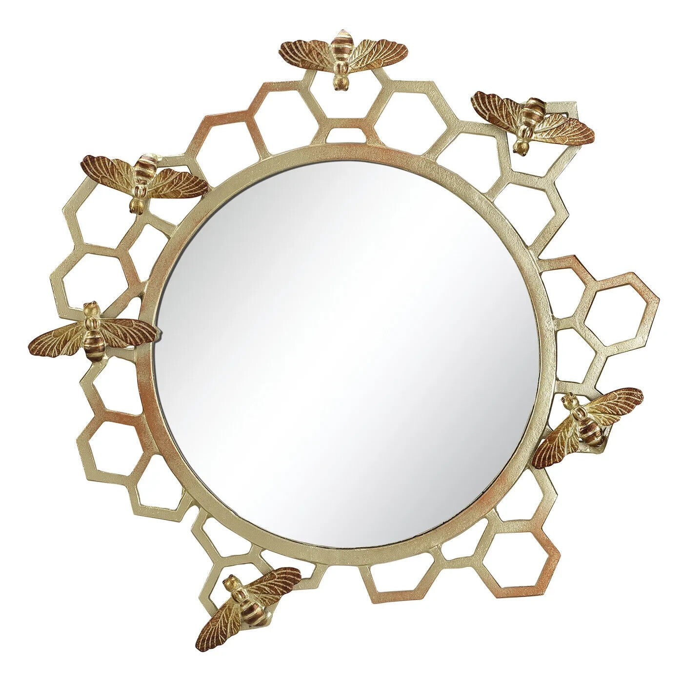 21.5 Inches Artistic Glass Honeycomb And Bee Wall Mirror