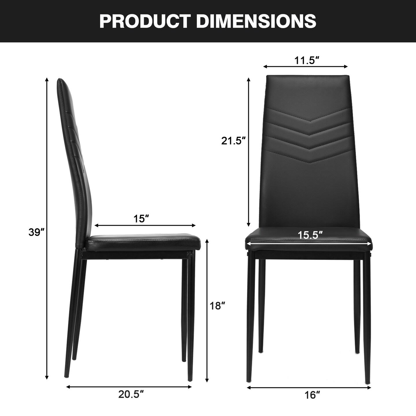 Set of 4 PVC Dining Side Metal Frame Chairs
