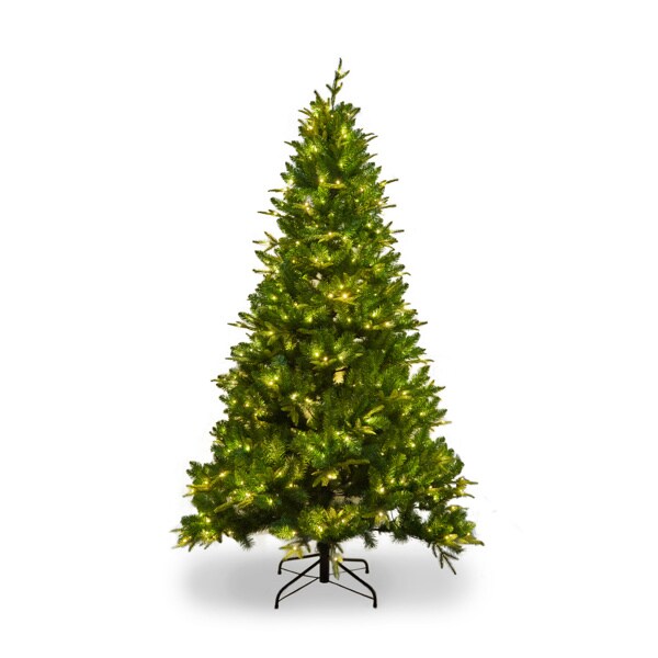 6-FT Artificial Christmas Tree with 1079 Tips,260LED, Unlit Hinged Spruce PVC/PE Xmas Tree for Indoor Outdoor, Green