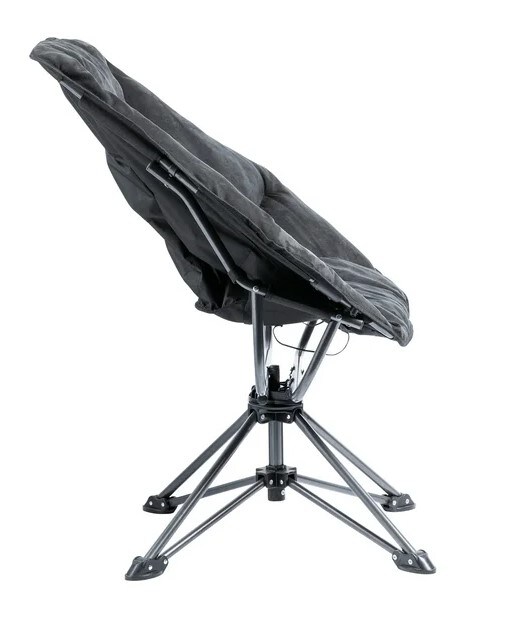 Black Fabric Hexagonal Swivel Steel Folding Chair