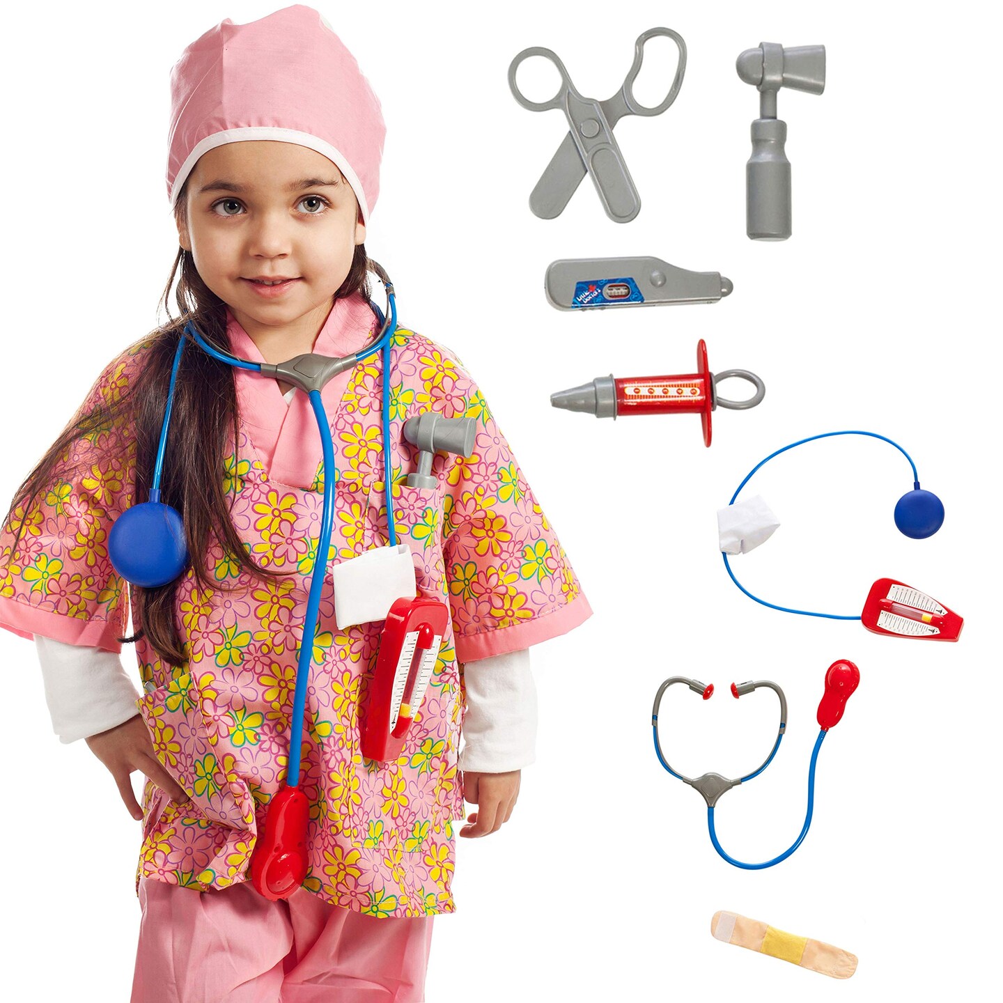 IQ Toys Doctor and Nurse Role Play Dress Up Costume Set Pretend Play for Kids Boys and Girls with 2 Sets of 7 Accessories Including Stethoscopes and Medical Kit Doctor&#x27;s Equipment