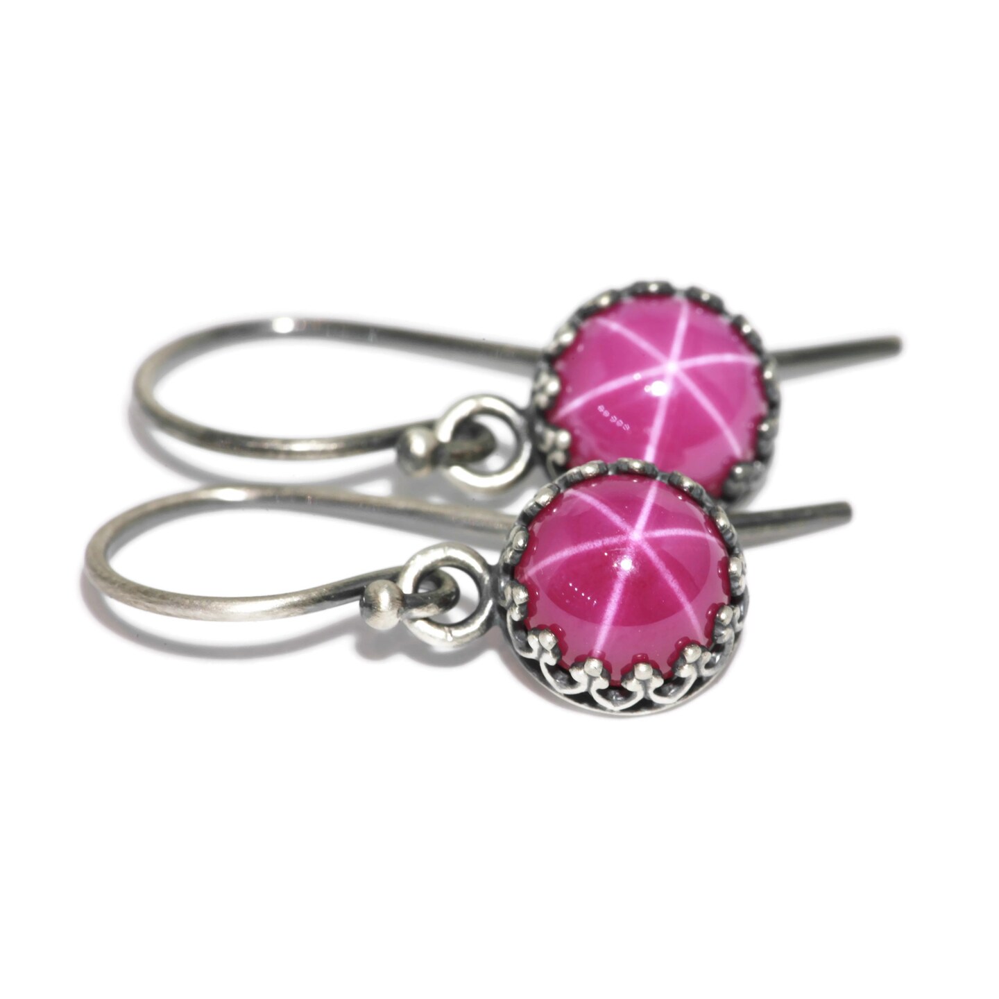 8mm Created Pink Star Ruby Crown Drop Earrings by Salish Sea Inspirations  MakerPlace by Michaels