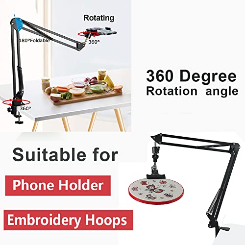 Embroidery Hoop Holder - Adjustable Embroidery Hoop Stand, Metal Embroidery Stand,Folding Embroidery Stand Lap Cross Stitch Stand Hands Free 360 Rotate,Suitable for Embroidery Hoop
