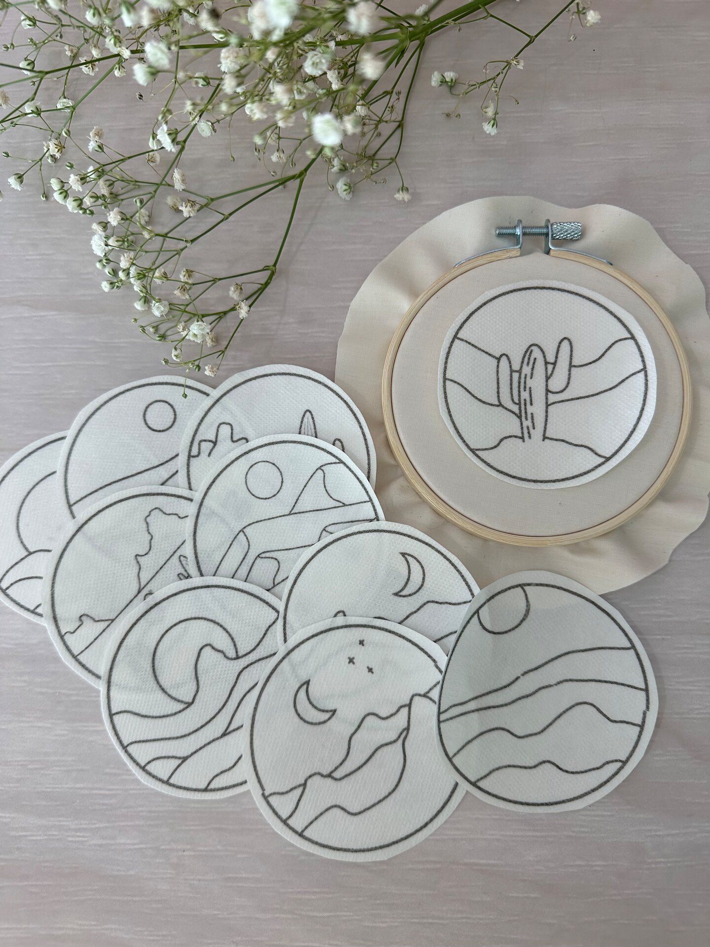 Desert Landscape Stick and Stitch 3 in Patches Pack of 10 Hand