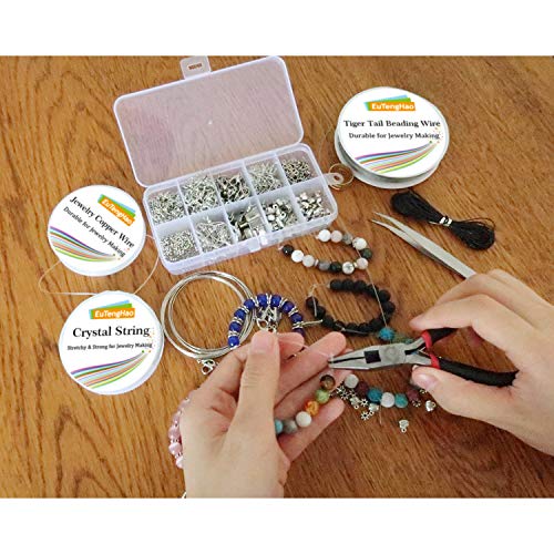 EuTengHao Jewelry Making Supplies Kit Jewelry Repair Tool Set with Jewelry Pliers Beading Wires Open Jump Ring Lobster Clasps Necklace Cord Ribbon Ends Jewelry Findings Making for Jewelry DIY Supplies