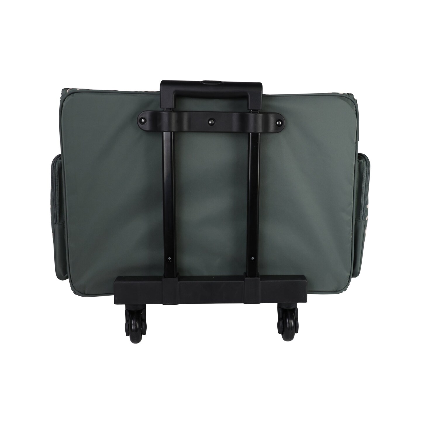 XL 4 Wheel Collapsible Deluxe Rolling Sewing Machine Storage Case, Grey &#x26; White