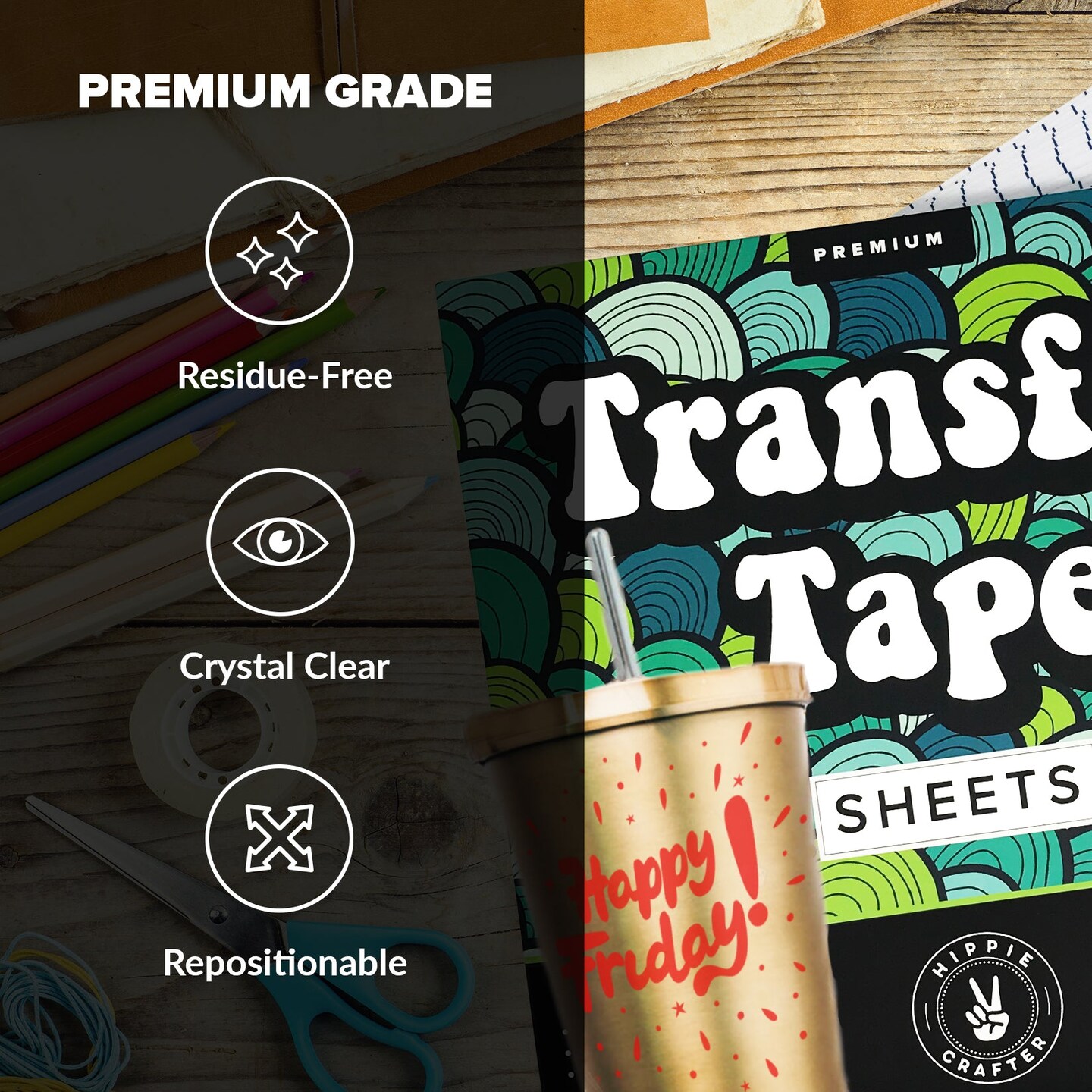 Clear Transfer Tape for Vinyl Adhesive and HTV Heat Transfer Paper Sheets Paper Transfer Tape for Vinyl 20 Pieces 12"x 12" Transfer Tape Sheet Without Roll with Grid for Tumblers Crafts Signs