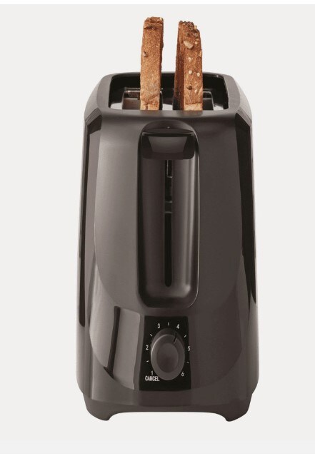 New Black 2-Slice Toaster with 6 Shade Settings and Removable Crumb Tray