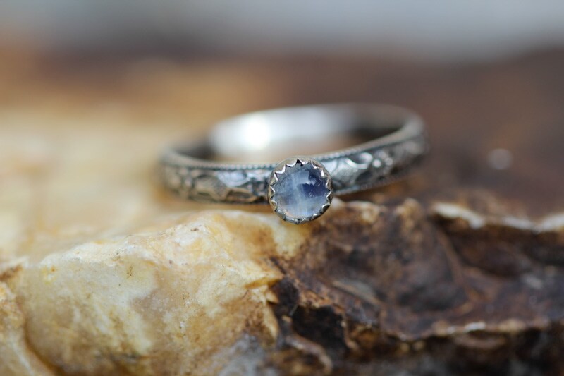 Full Moon Rainbow Moon Ring Moonstone Ring *solid Sterling Silver
