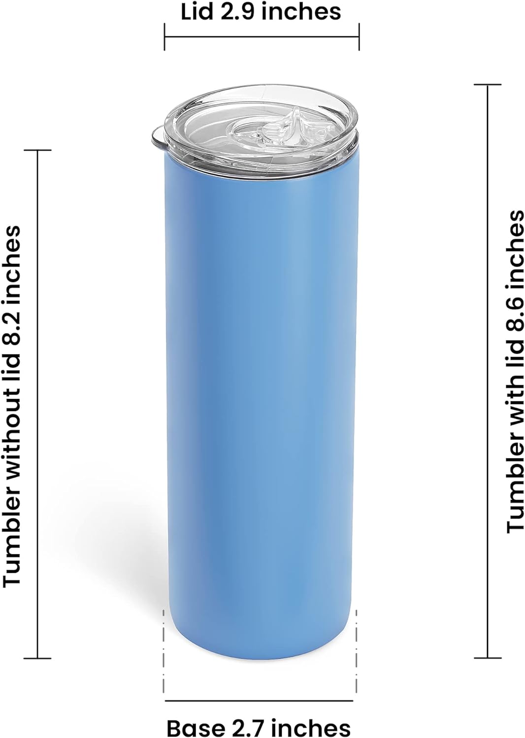 MakerFlo 20oz Skinny Powder Coated Tumbler, Stainless Steel Insulated Tumbler