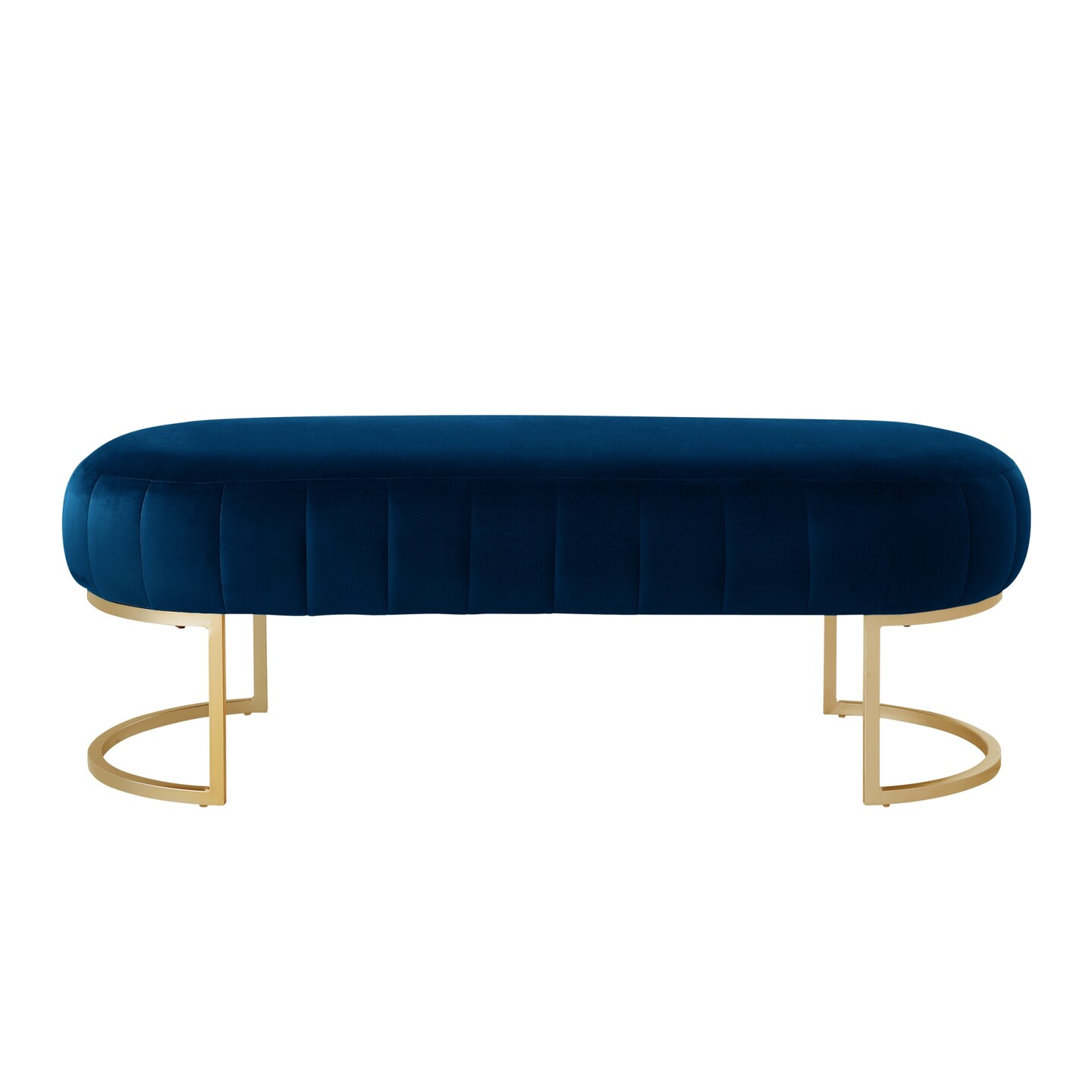 Mohit Leather/Velvet Channel Tufted  Bench