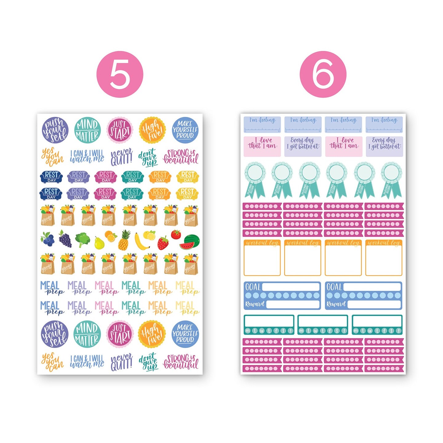 Bloom Daily Planners Sticker Sheets, Fitness & Healthy Living Stickers