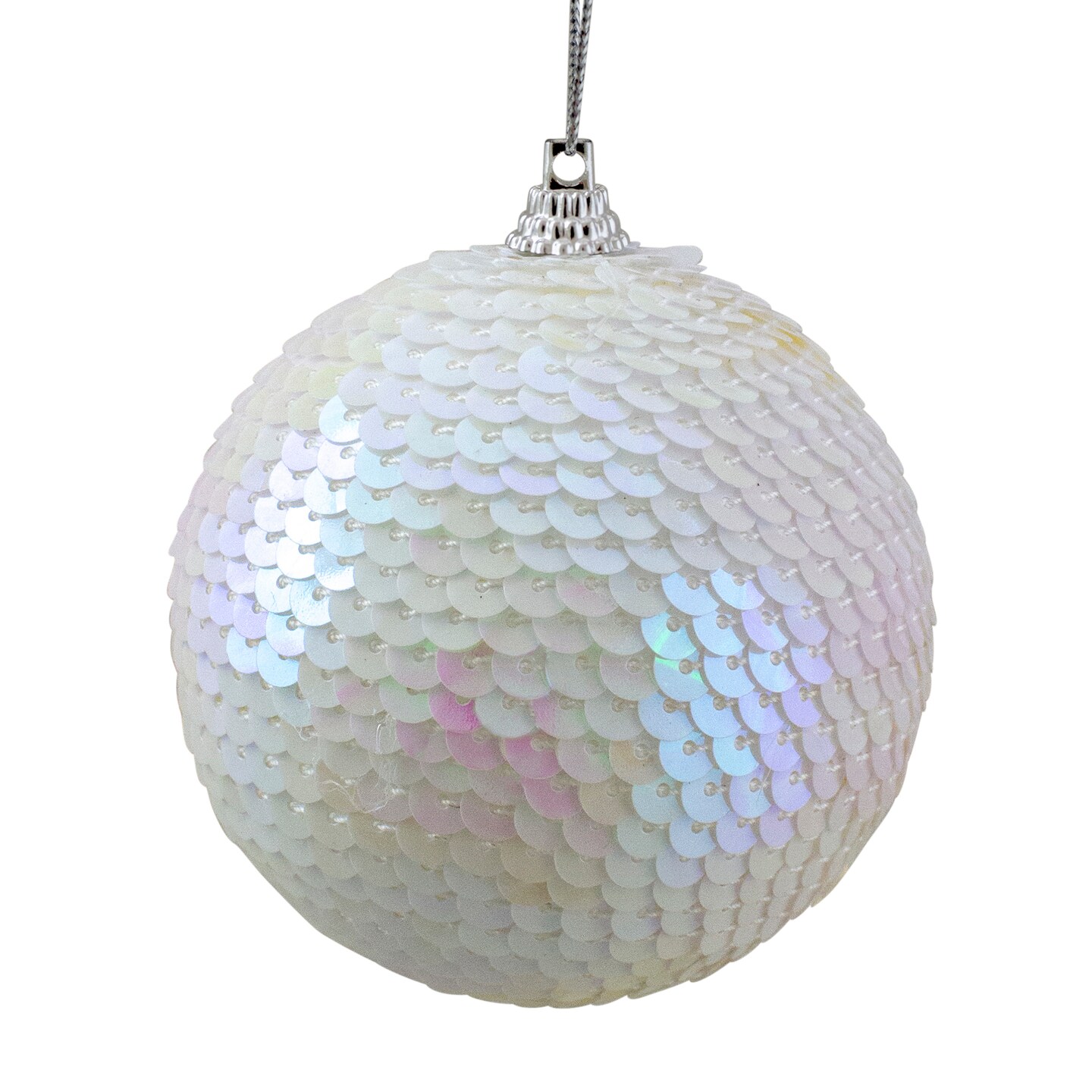 Northlight White Iridescent Sequin Shatterproof Ball Christmas Ornament 3&#x22;
