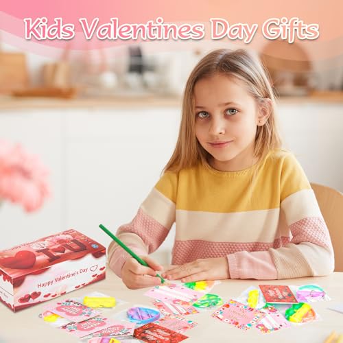 30 Pack Valentines Day Gifts for Kids School Party Favors kids Valentines Cards for Kids Classroom Exchange Bulk Toys Its Mini Toy Goodie Bags Stuffers Heart Pop Fidget Keychain for Toddler Boys Girls