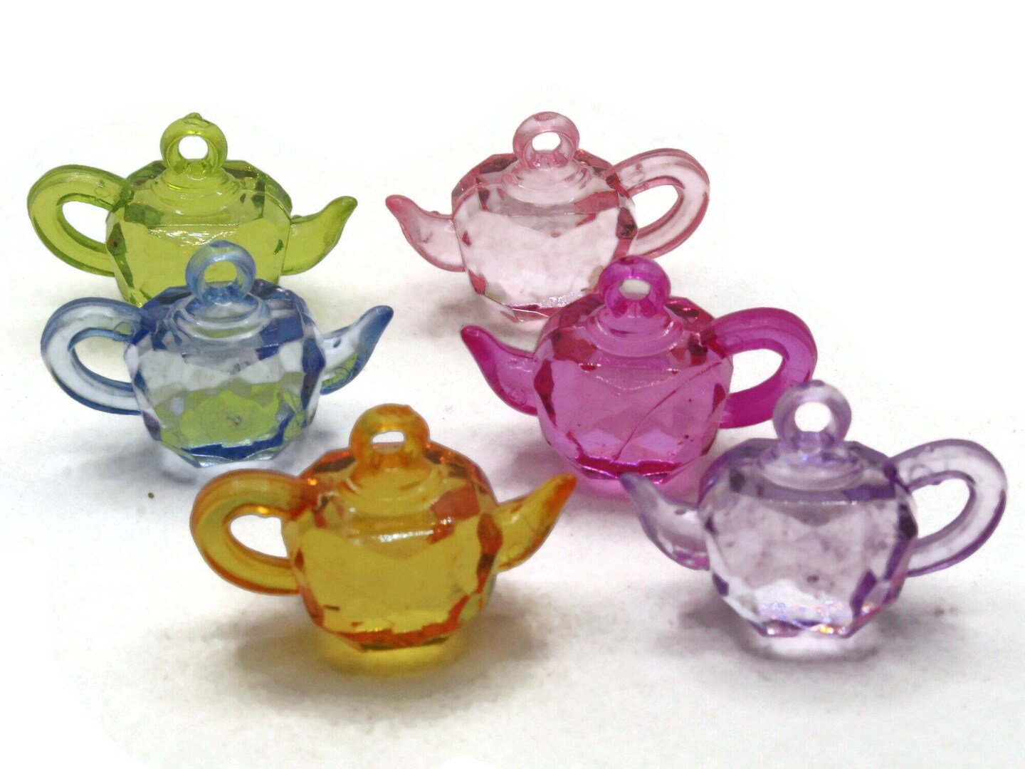 30 17mm Mixed Color Miniature Teapot Plastic Charms