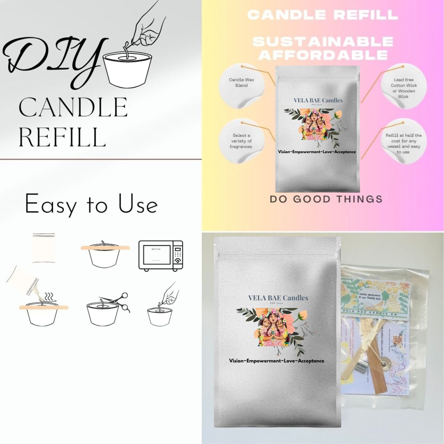 Soy Candle Refill Kit for 16oz Mason Jar Candles