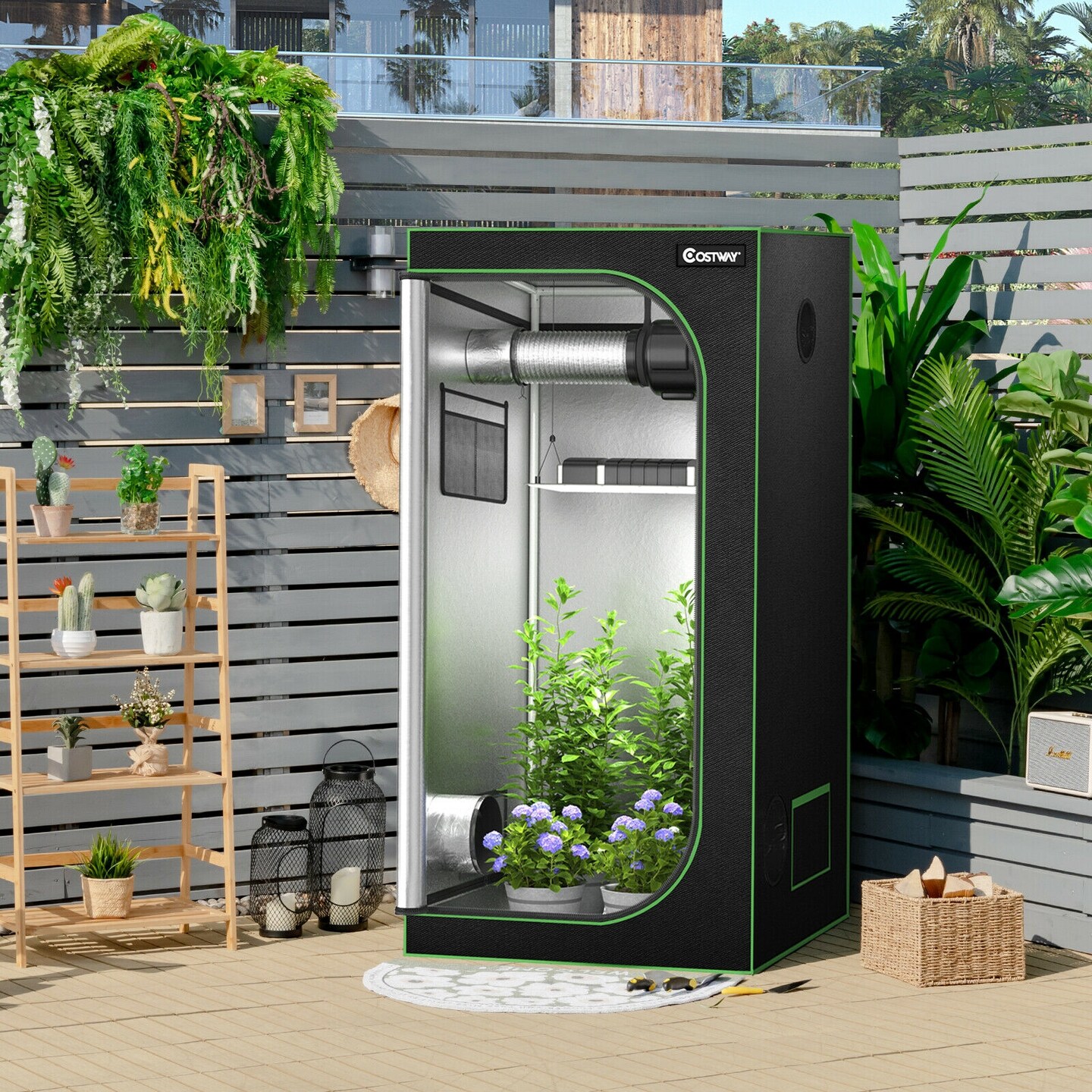 36 x 36 x 72 Inch Plant Growth Tent with Floor Tray