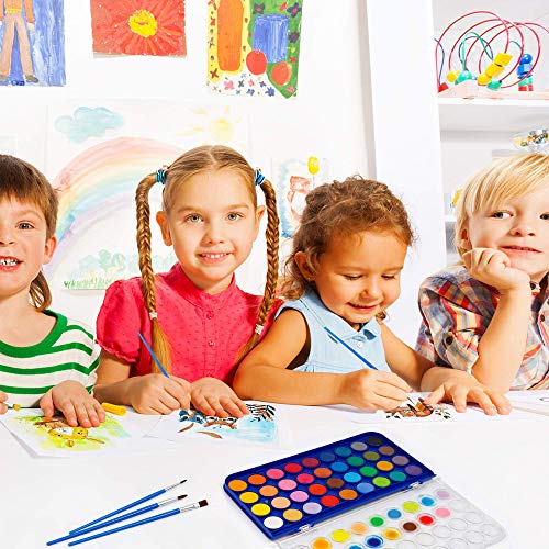 36 Pack Watercolor Pan Set, Smart Color Art Watercolor Paint Set with 4 Brushes,Easy to Blend Colors, Perfect for Kids Adults