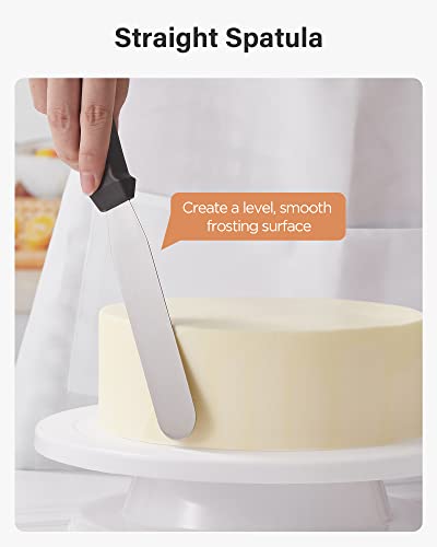 Kootek Cake Decorating Kit Baking Supplies Cake Turntable with 2 Frosting Straight Angled Spatula 3 Icing Smoother Scrapers Baking Accessories Tools for Beginners and Pros, White