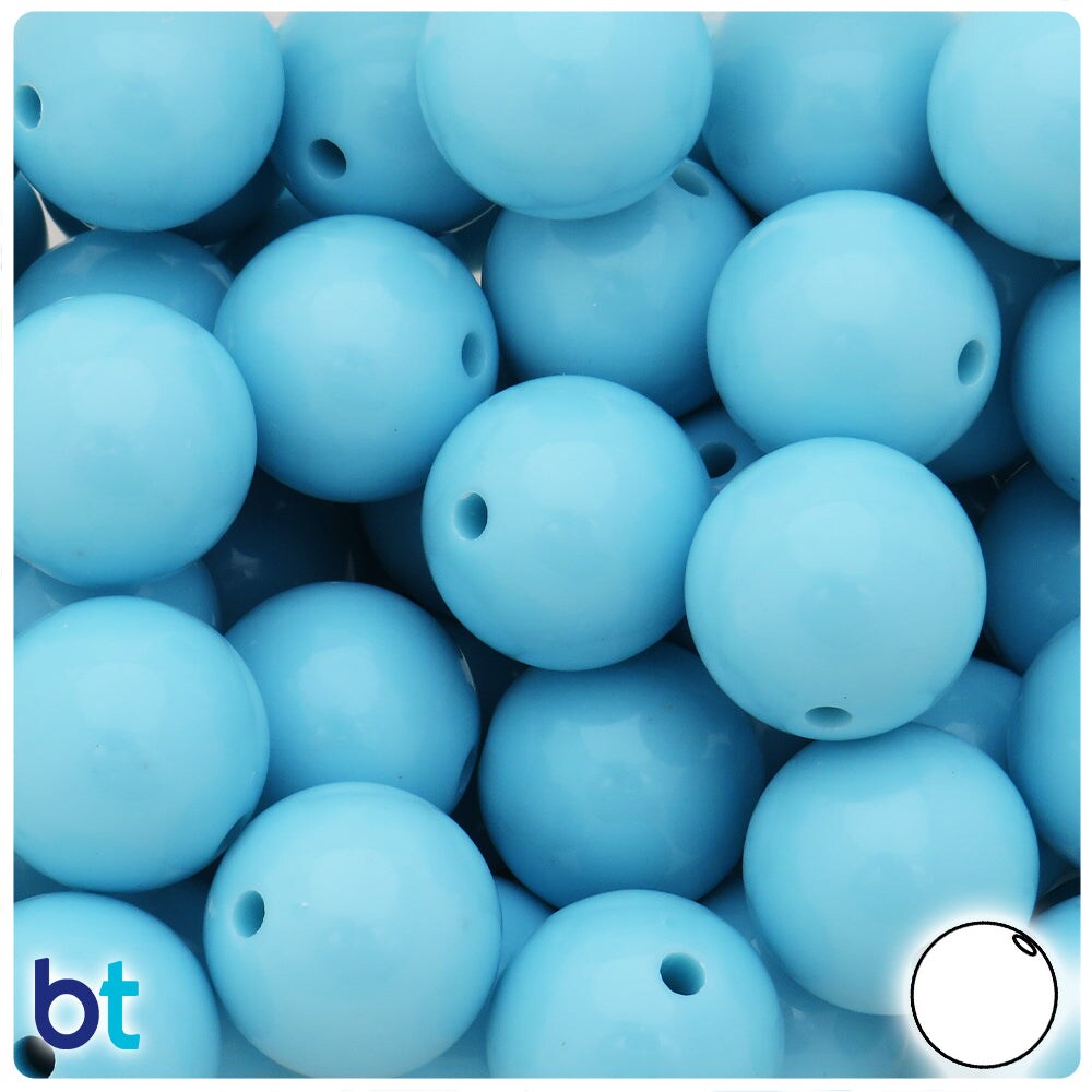 BeadTin Light Blue Opaque 20mm Round Plastic Craft Beads (10pcs)