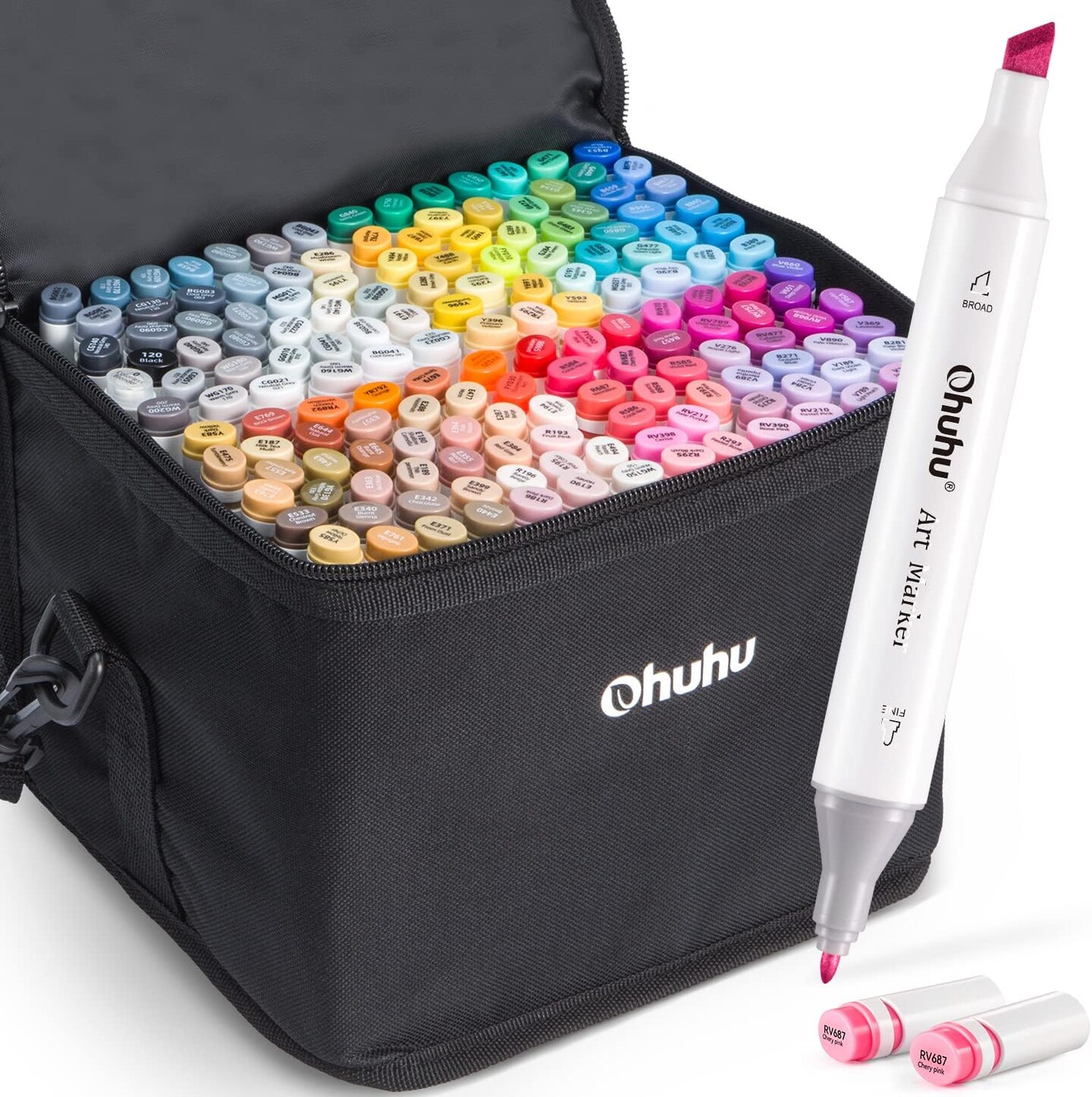 Ohuhu Dual Alcohol Art Markers - Double Tipped Alcohol-Based Marker Set for Artist Adults Coloring Sketching Illustration -160 Colors - Chisel &#x26; Fine Tips - Oahu of Ohuhu Markers - Refillable Ink