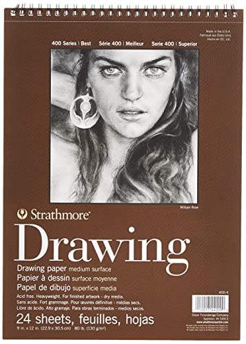 Medium Drawing Spiral Paper Pad 9"X12"-24 Sheets -400400, Medium