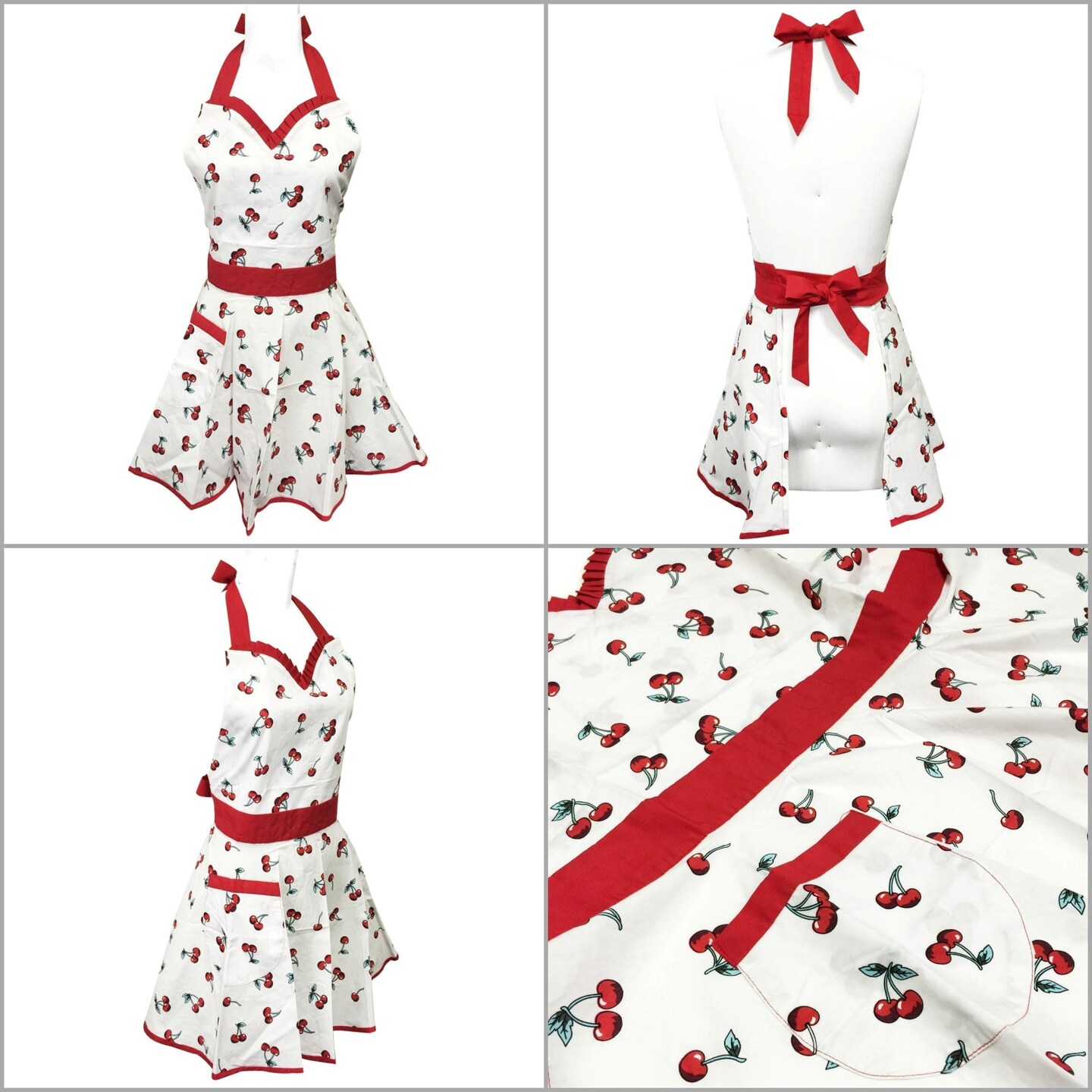 Wrapables Adjustable Flirty Hostess Apron, Sweet Cherries