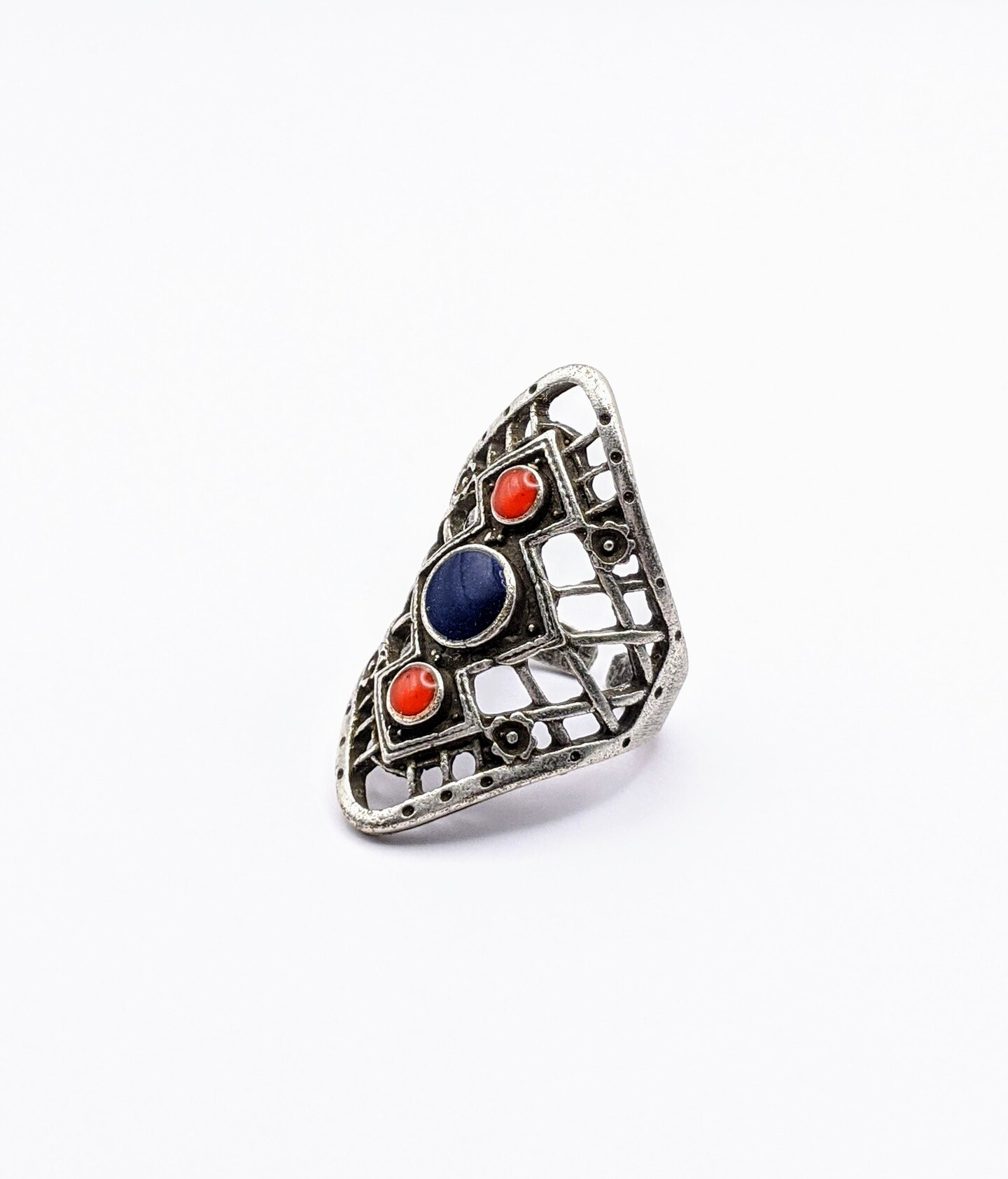 Silver Plated with Polymer Clay Inlay Statement Ring | MakerPlace by ...