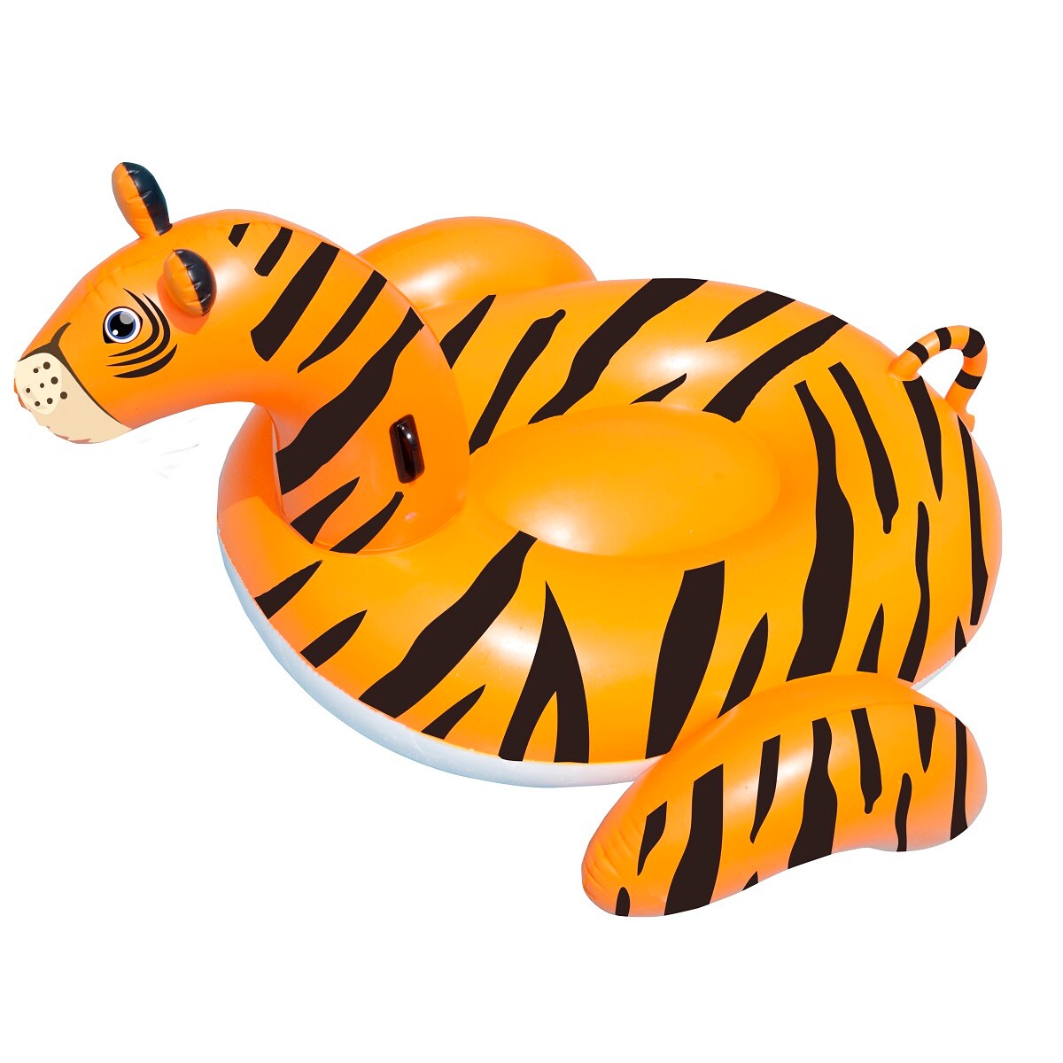 Swim Central 89" Inflatable Orange and Black Giant Tiger Swimming Pool Ride-On Lounge