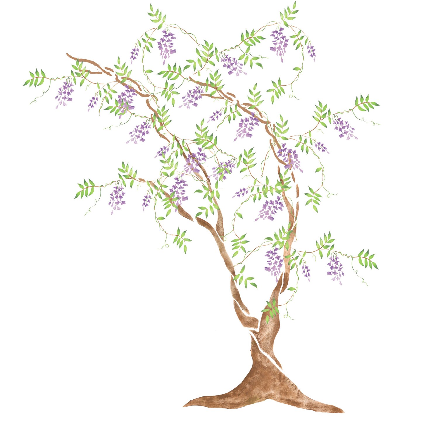 Wisteria Tree Wall Stencil | 2904 by Designer Stencils | Animal &#x26; Nature Stencils | Reusable Art Craft Stencils for Painting on Walls, Canvas, Wood | Reusable Plastic Paint Stencil for Home Makeover | Easy to Use &#x26; Clean Art Stencil