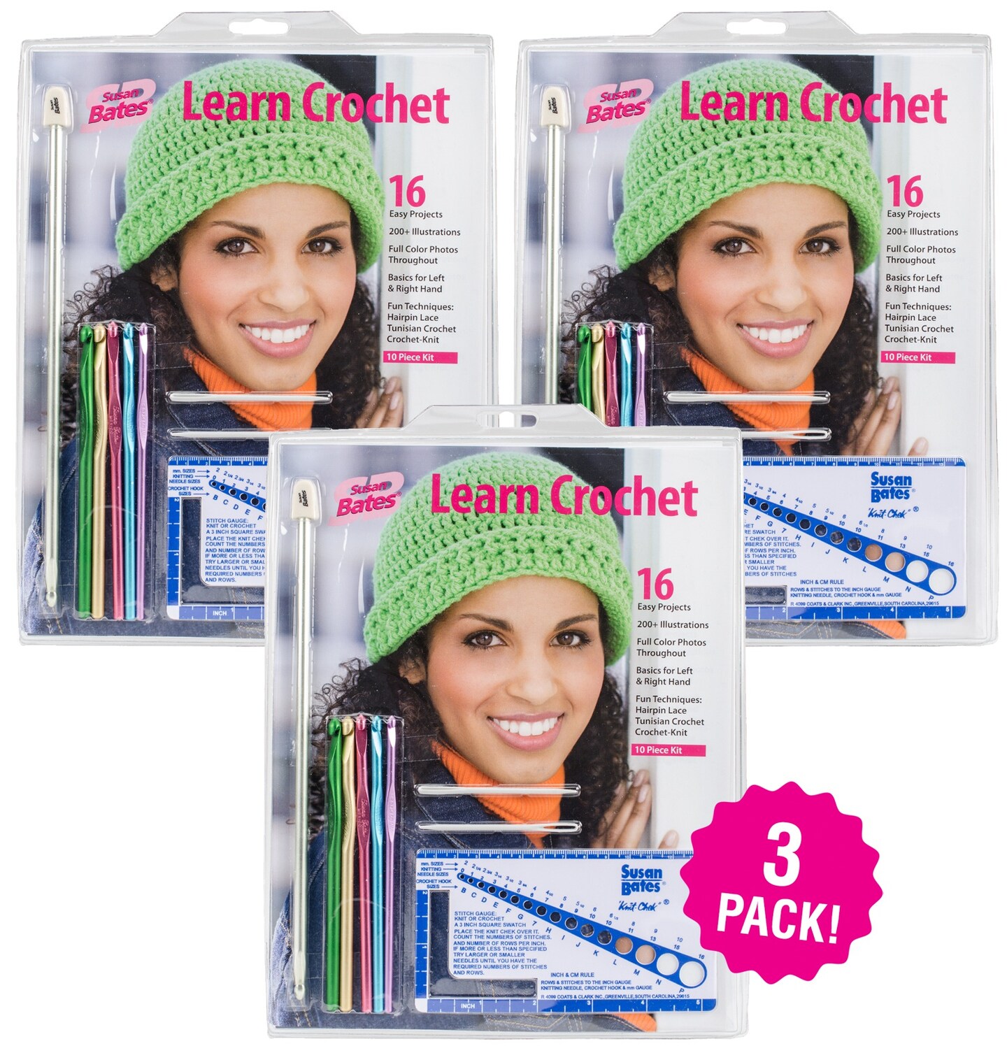 Multipack of 3 - Susan Bates Learn Crochet! Kit