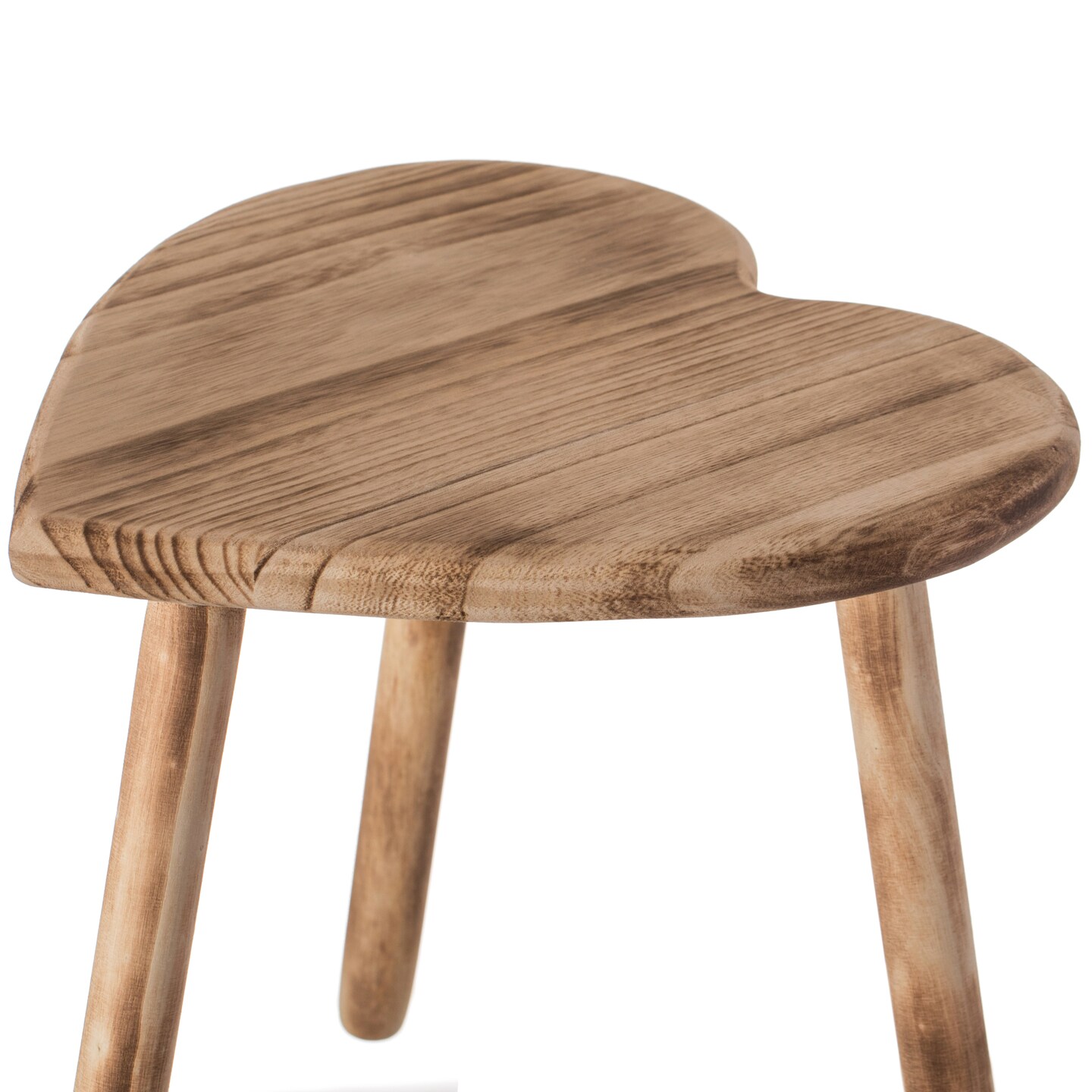 Decorative Antique Heart Shaped Natural Wooden Accent Stool, Classic Room Decoration