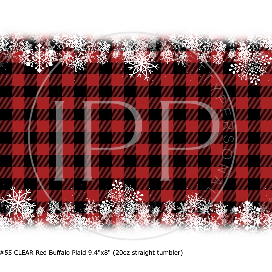 #55 CLEAR - 20oz Red Buffalo Plaid Snow- 9.4&#x22; x 8&#x22; Pattern Vinyl Wrap (IPP EXCLUSIVE!)