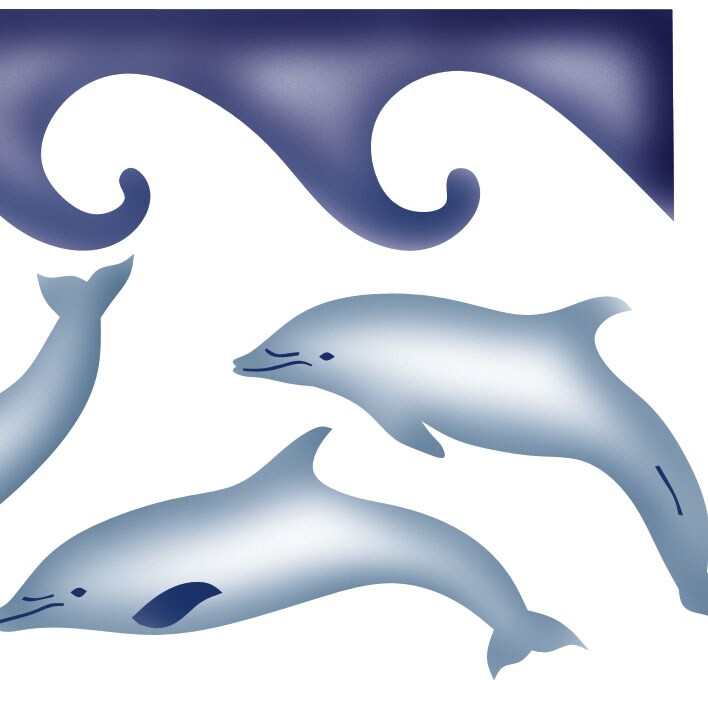 Dolphin Wall Stencil | 609 by Designer Stencils | Animal &#x26; Nature Stencils | Reusable Art Craft Stencils for Painting on Walls, Canvas, Wood | Reusable Plastic Paint Stencil for Home Makeover | Easy to Use &#x26; Clean Art Stencil