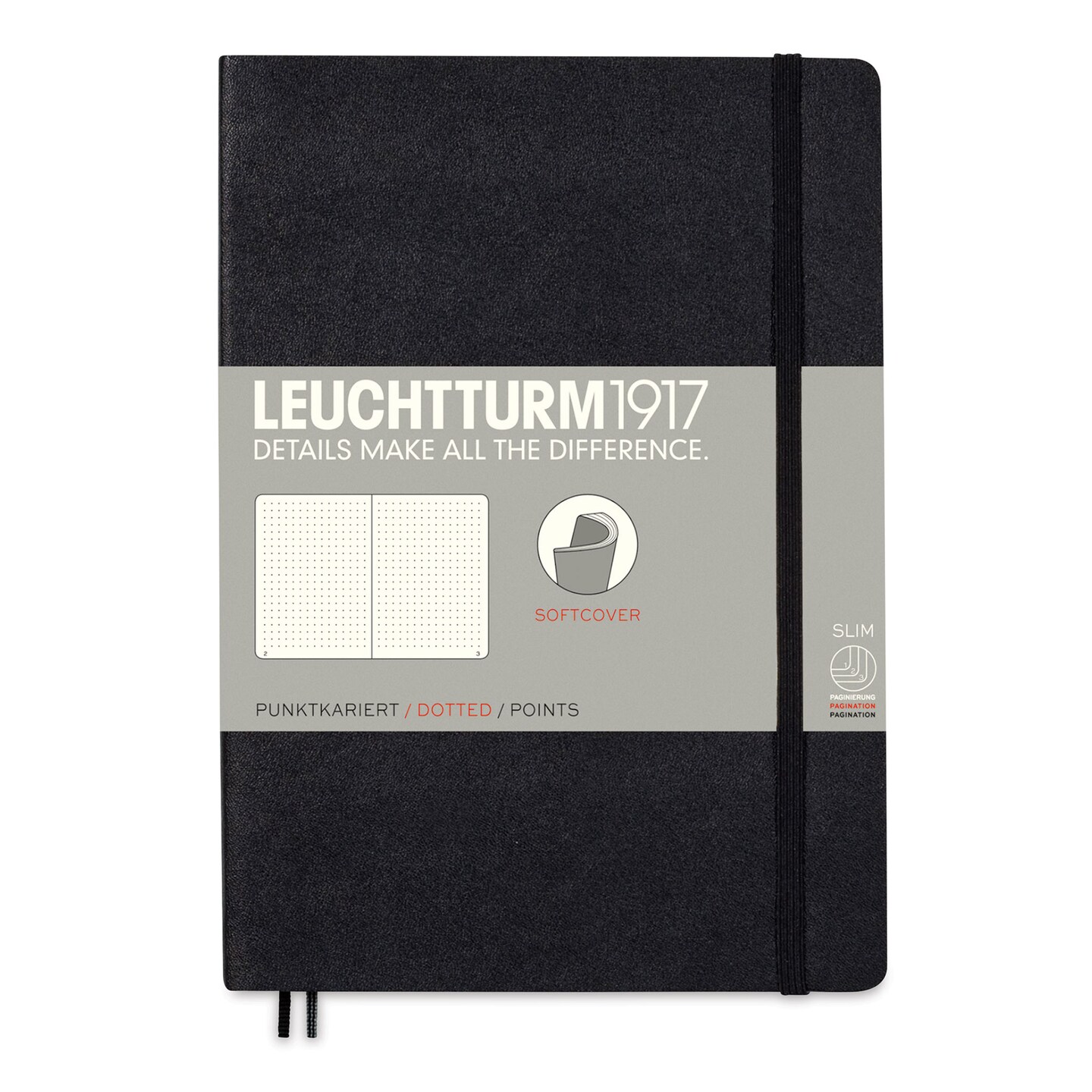 Leuchtturm1917 Dotted Softcover Notebook - Black, 5-3/4&#x22; x 8-1/4&#x22;