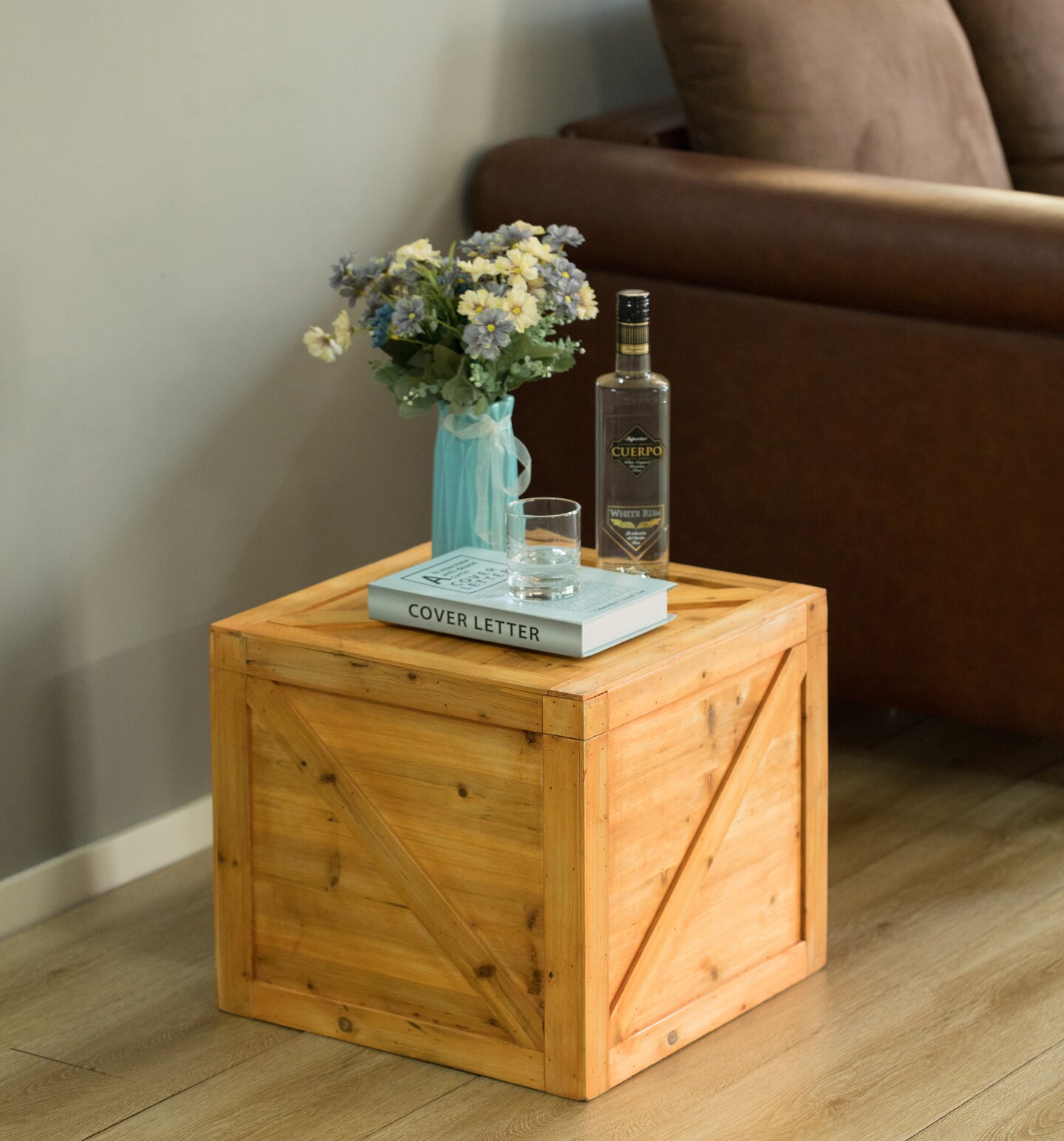 Square Decorative Wooden Chest Trunk