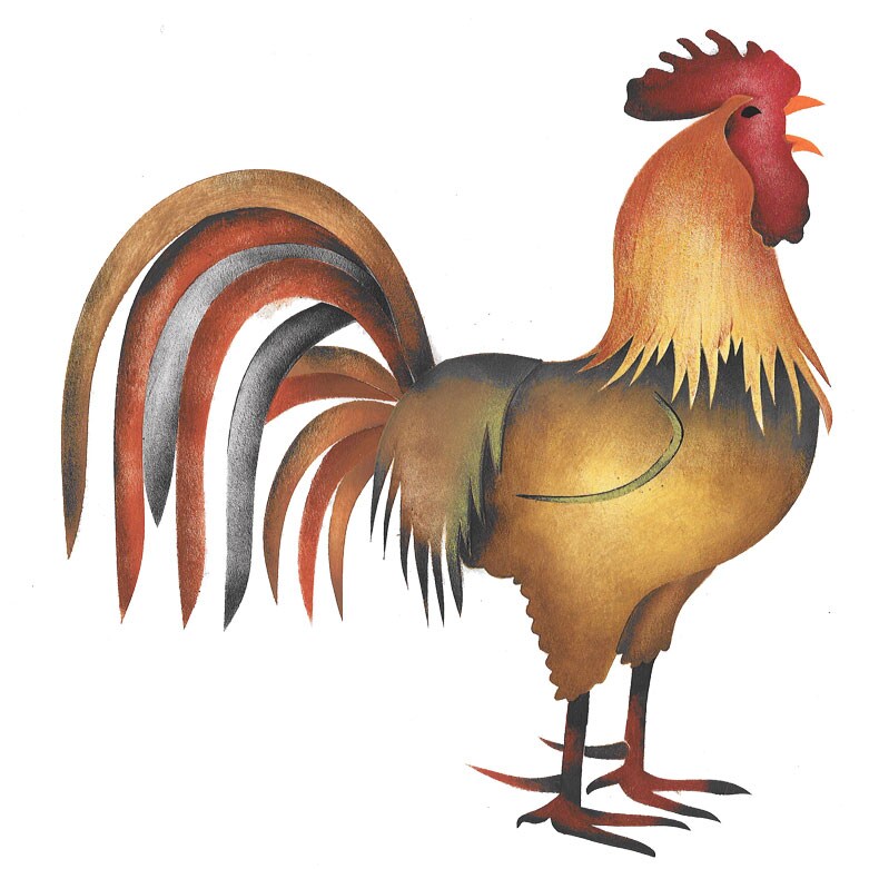 Medium Rooster Wall Stencil | 480B by Designer Stencils | Animal & Nature Stencils | Reusable Art Craft Stencils for Painting on Walls, Canvas, Wood | Reusable Plastic Paint Stencil for Home Makeover | Easy to Use & Clean Art Stencil