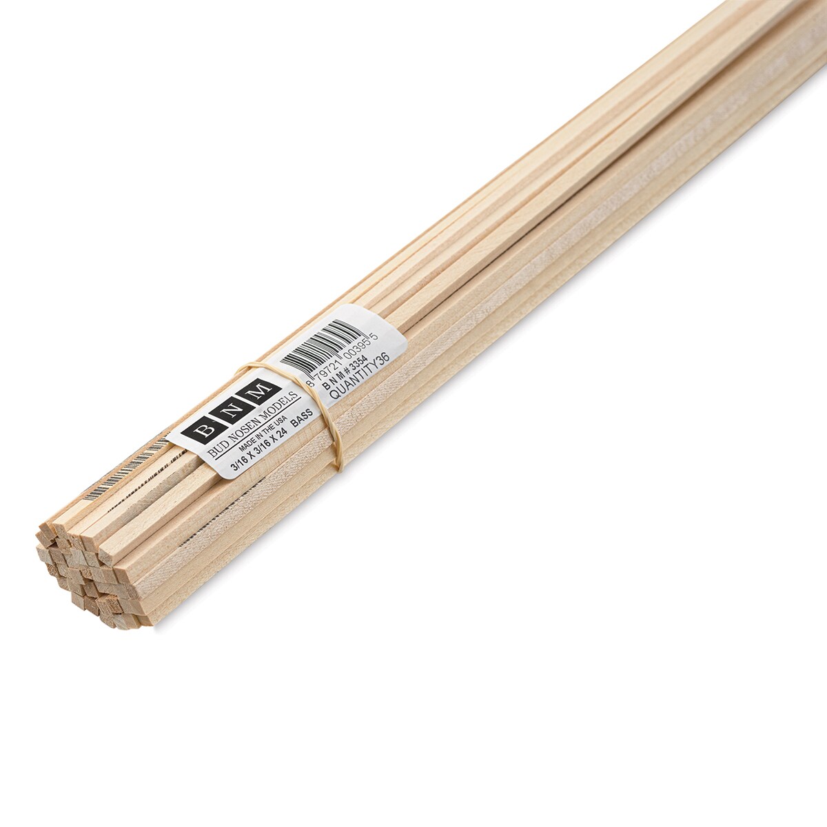 Bud Nosen Basswood Sticks - 3/16&#x22; x 3/16&#x22; x 24&#x22;, 36 Sticks