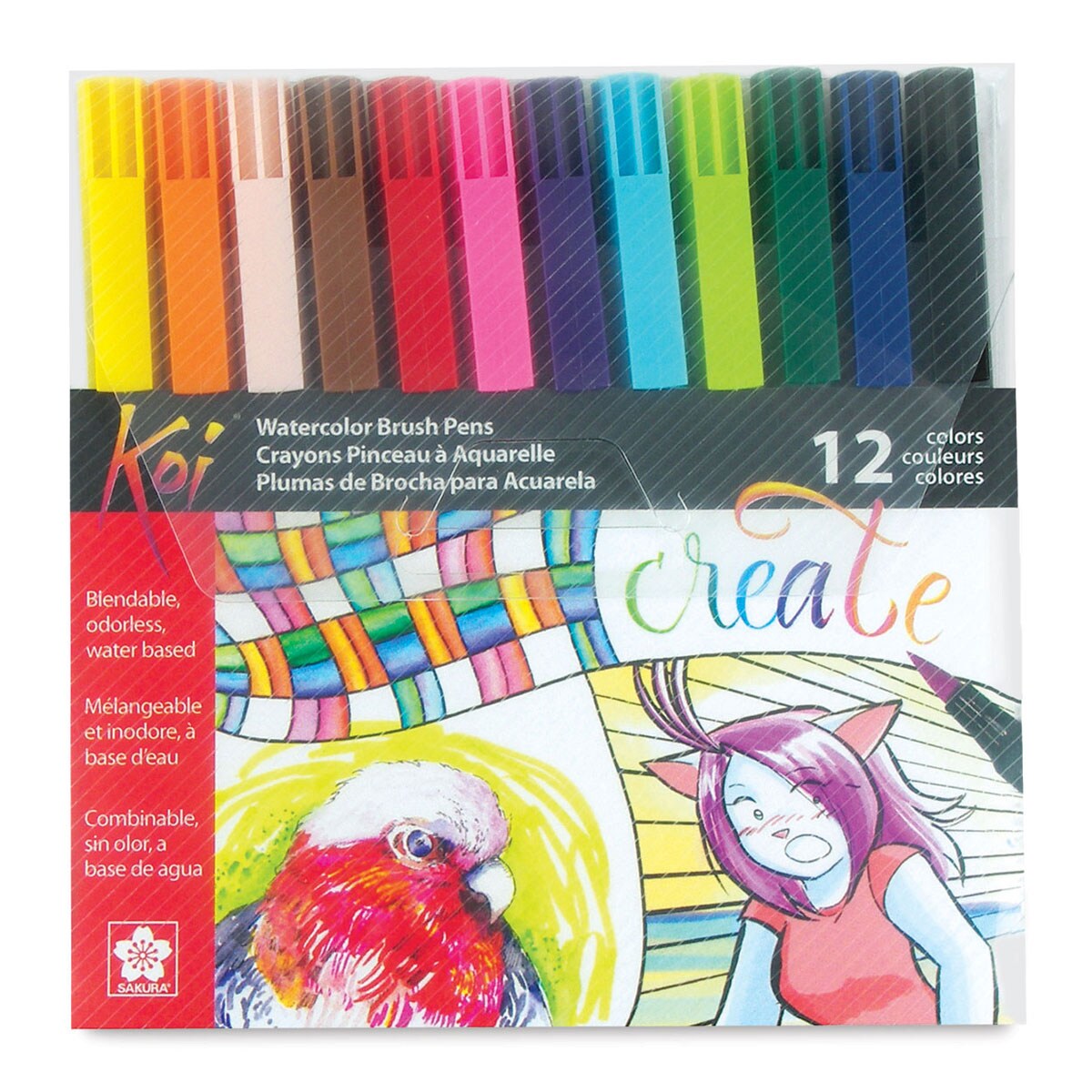 Sakura Koi Coloring Brush Pens - Assorted Colors, Set of 12