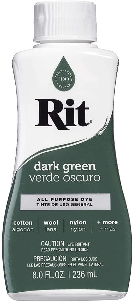 Rit Dye Liquid Dark Green All-Purpose Dye 8oz, Pixiss Tie Dye Accessories Bundle