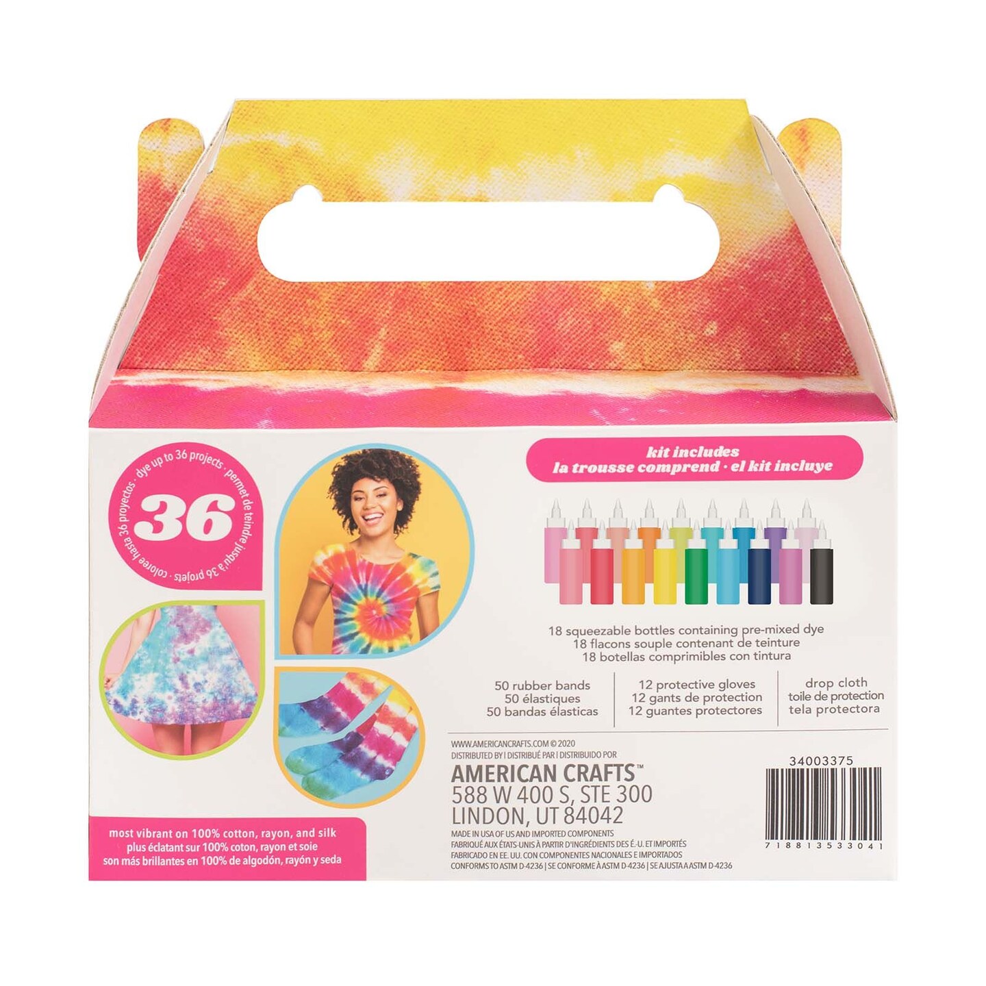 American Crafts Medium Tie Dye Kit 2oz 82/Pkg 18 ASSORTED COLORS 34003375