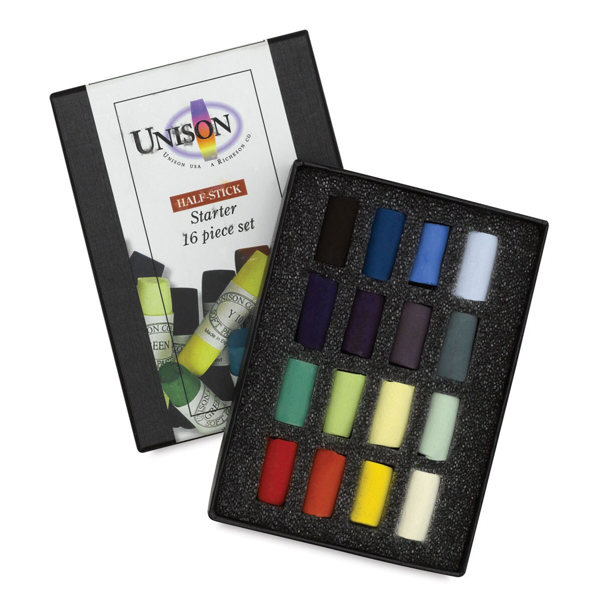 Unison Handmade Pastels - Assorted Colors, Set of 16, Half Stick