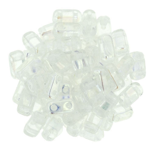 Czechmate 3mm X 6mm Brick Glass Czech Two Hole Bead, Crystal AB
