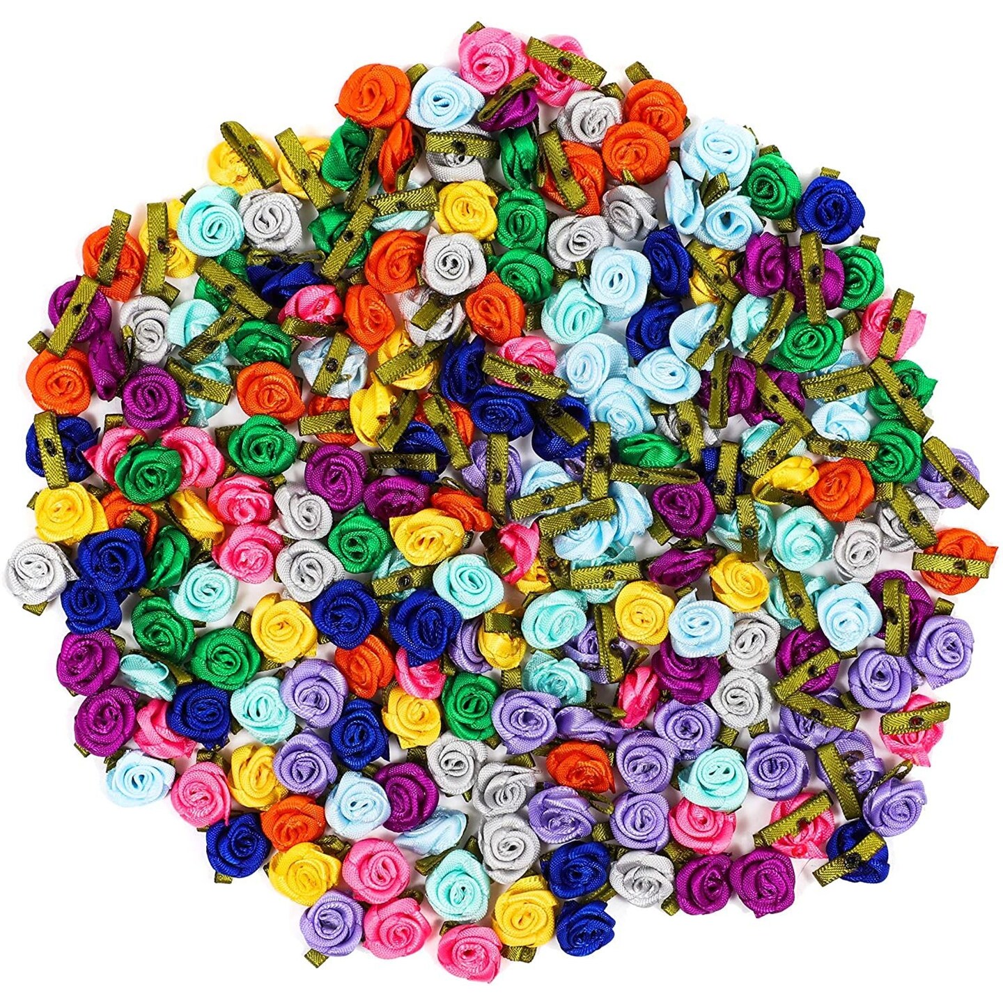 Ribbon Rose Flower Heads for DIY Crafts and Decorations (200 Pack, 0.6 ...